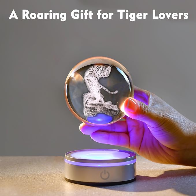 IFOLAINA Tiger Lovers Gifts for Men Women 3D Crystal Ball | Decorative Engraved - Image 4