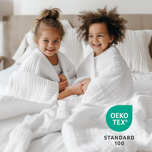 100% Cotton Muslin Blanket 40" x 40", Breathable and Lightweight Cotton Throw - Image 2