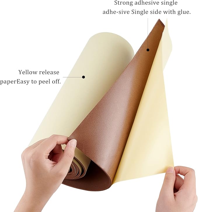 BENECREAT 78.7x12 inch Brown Self-Adhesive EVA Foam Roll, 3mm Thick Sticky - Image 3