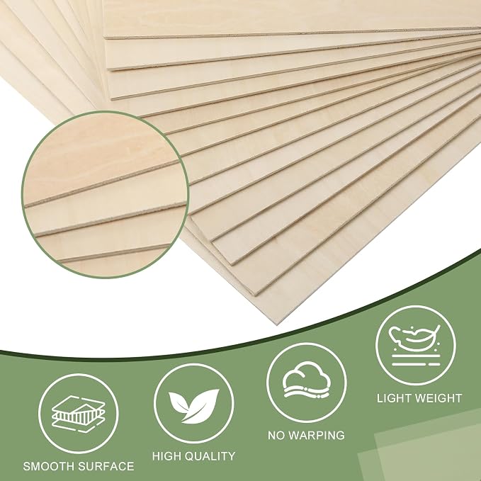48 Pack Basswood Sheets 1/8x12x12 Inch, Unfinished Wood - Image 3