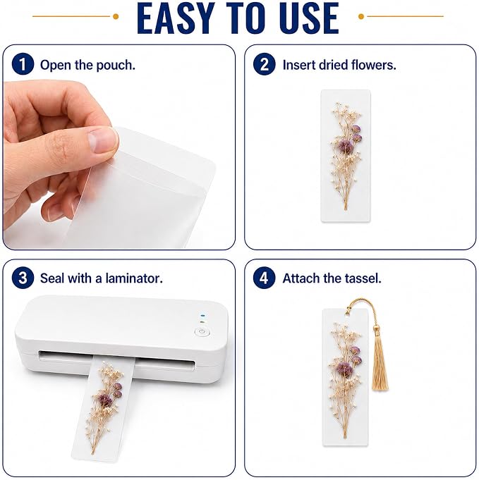 DSYIL 101 DIY Bookmark Making Kit, 50 Clear Laminating Bookmarks Pouches - Image 3