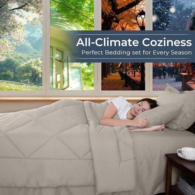 HEVUMYI Oatmeal Full Comforter Set - Image 3