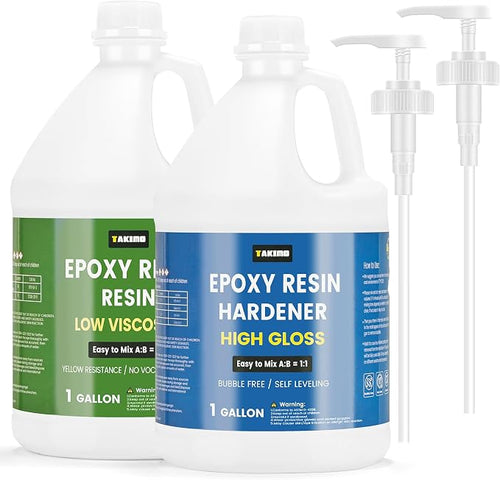 1 Gallon Crystal Clear Epoxy Resin Kit, High Gloss Bubble Free Resin by TAKIMO
