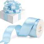 HUIHUANG Baby Blue Satin Wired Ribbon 1-1/2 inch Blue Wire Edge Ribbon by HUIHUANG
