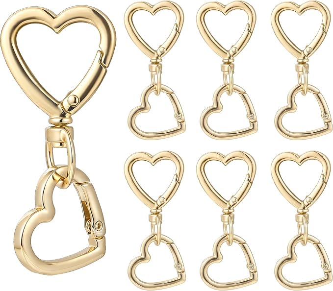12 Pcs Heart Swivel Spring Clasps，Metal Spring Key Chain Hook Clasps，Clip by Unknown