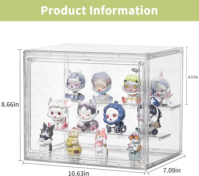 Clear Acrylic Display Case, 2 Pack 3 Tier Adjustable Display Box Stand - Image 2