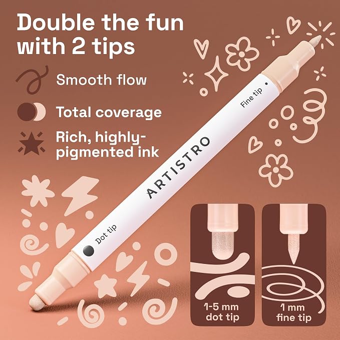 ARTISTRO 36 Skin Tones Dual-Tip Acrylic Paint Markers – Paint Pens Set - Image 3