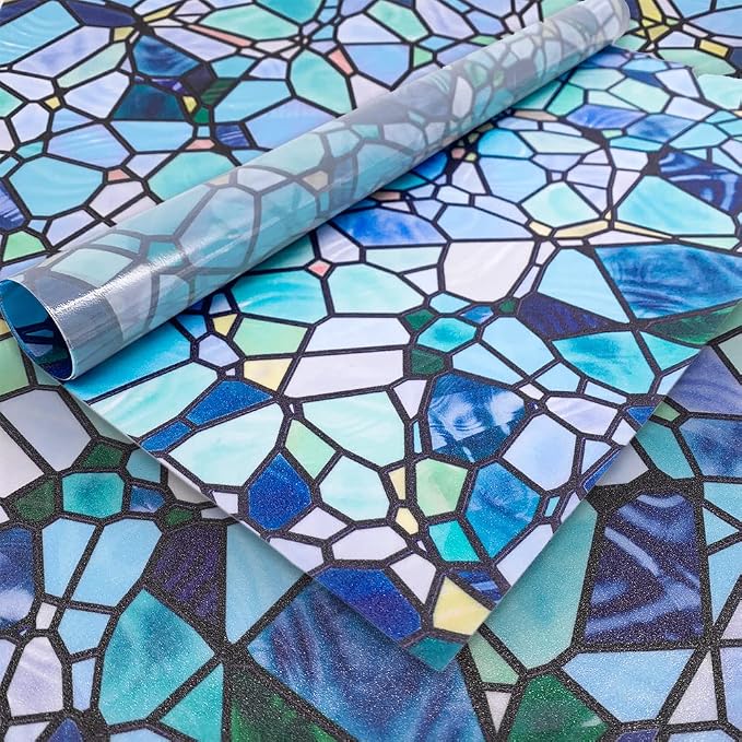 funlife Original Hand-Drawn Privacy Stained Glass Window Film, Reusable Single by funlife