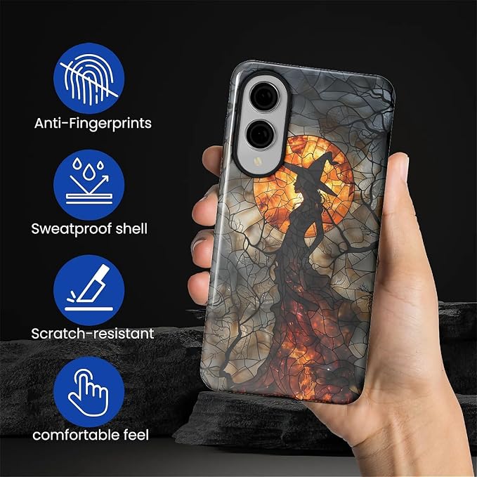 Case for Samsung Galaxy S25 Edge Case, Halloween Witch Moon Stained Glass - Image 3