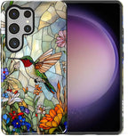 for Samsung Galaxy S25 Ultra Case, Hummingbird Wildflower Stained Glass Pattern - Image 2