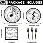 200Pcs Musical Note Plates Napkins Music Notes Themed Party Tableware Set Baby - Image 2