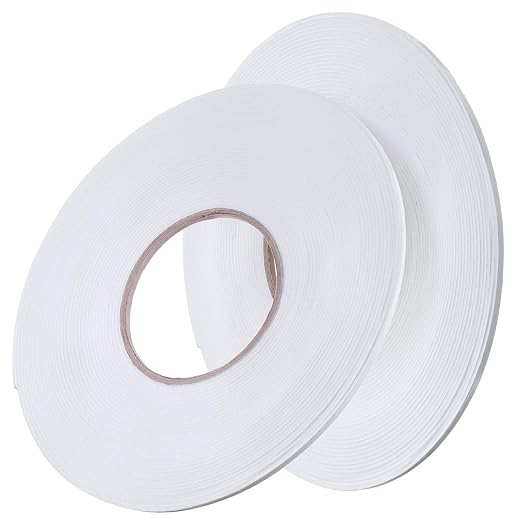 Tatuo 2 Rolls Double Sided Foam Tape 1/8 Inch by 50 Feet White PE Foam Tape by Tatuo