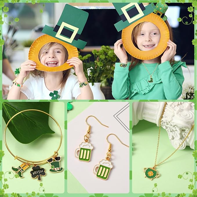 SANNIX 110Pcs 55 Pairs St. Patrick's Day Charms St. Patrick's Shamrock Charms - Image 7