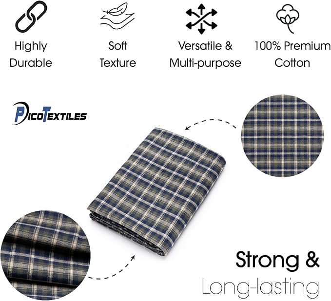 Pico Textiles 4 Yards Bolt Blue and Green Tartan Plaid Flannel Fabric - Image 5