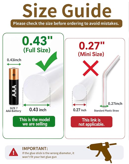 Full Size Hot Glue Sticks, 11.8" x 0.43" Clear Glue Gun Sticks | Perfect - Image 2