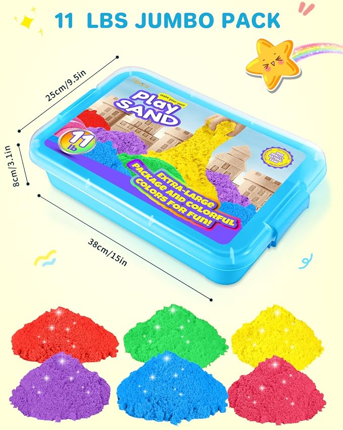 AtMini Play Sand for Kids, 11lbs of 6 Colored Sands, Magic Sand Bulk, Play Sand - Image 6