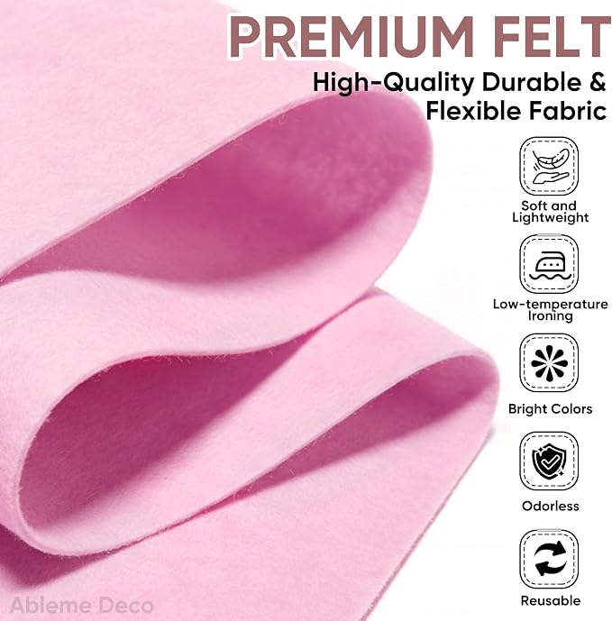 Light Pink Soft Felt Fabric Sheet 18" x 36", 1.6mm Acrylic Craft Felt | Soft - Image 2