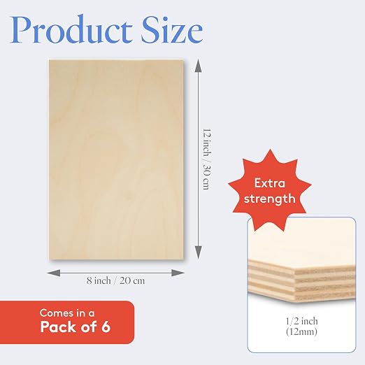 Baltic Birch Plywood 8 x 12 x 1/2 Inch - 12 mm Craft Wood - Image 2