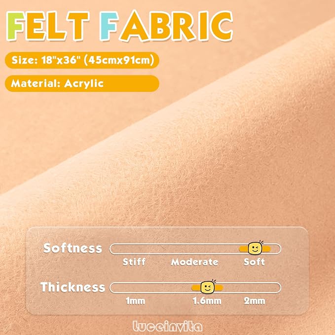 Peach 18" X 36" Felt Fabric Sheet - Image 2