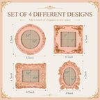 Qunclay Vintage Mini Picture Frames Set of 4, Round Rectangle Ornate Small - Image 2