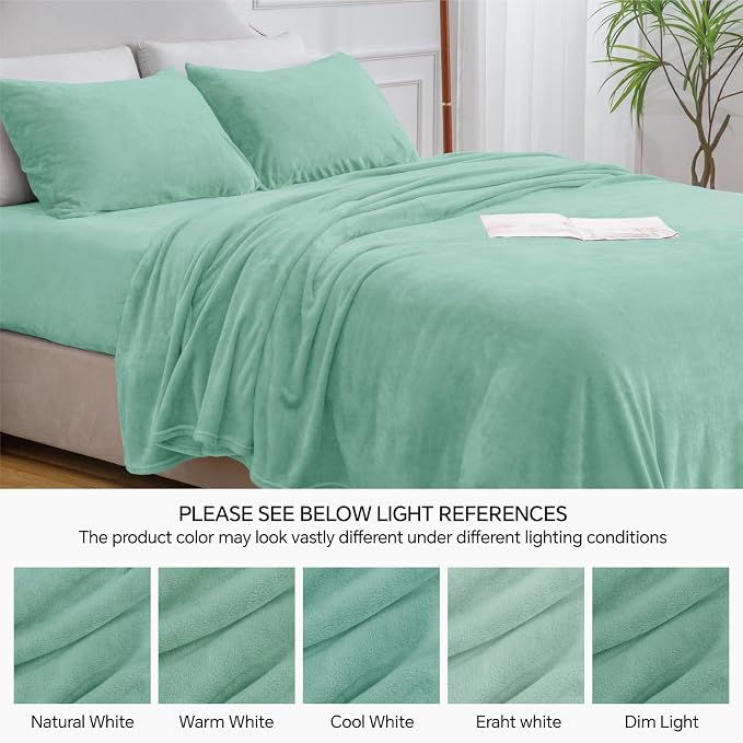 BEDELITE Flannel Sheets Queen Size Haze Blue - Image 9