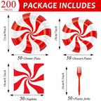 50 Guests Christmas Candy Cane Plates and Napkins Party Supplies Peppermint - Image 2