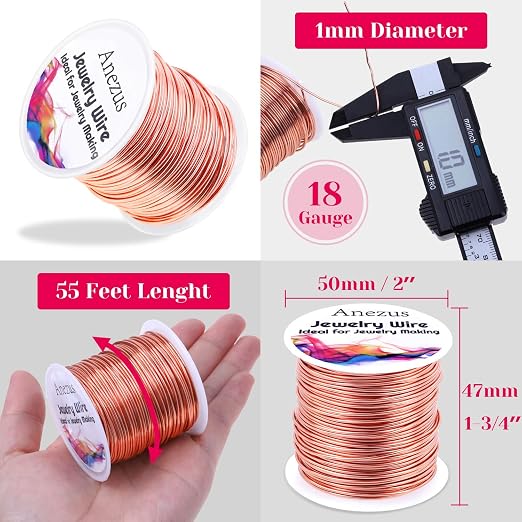 anezus 18 Gauge Jewelry Wire for Jewelry Making, Craft Wire Tarnish Resistant - Image 2
