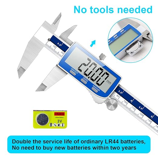 Qfun Digital Caliper, 0-6inch Caliper Measuring Tool Extreme Accuracy IP54 - Image 8