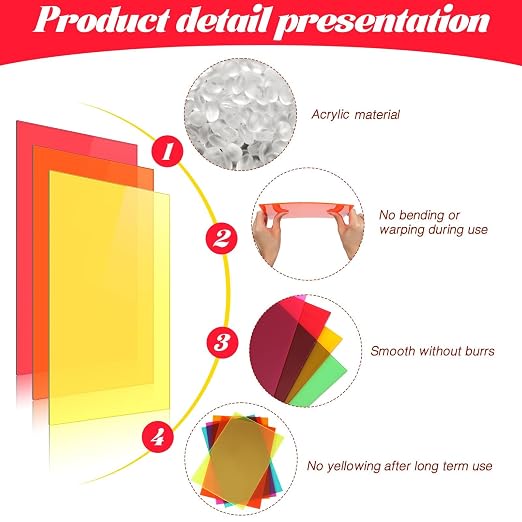 Macarrie 12 Pcs Colored Acrylic Sheets 1/8 Inch Thick Translucent Colored - Image 3