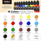 Nicpro 18 Colors Model Paint Set, 20ml Ready to Use Modeling Acrylic Paints - Image 2