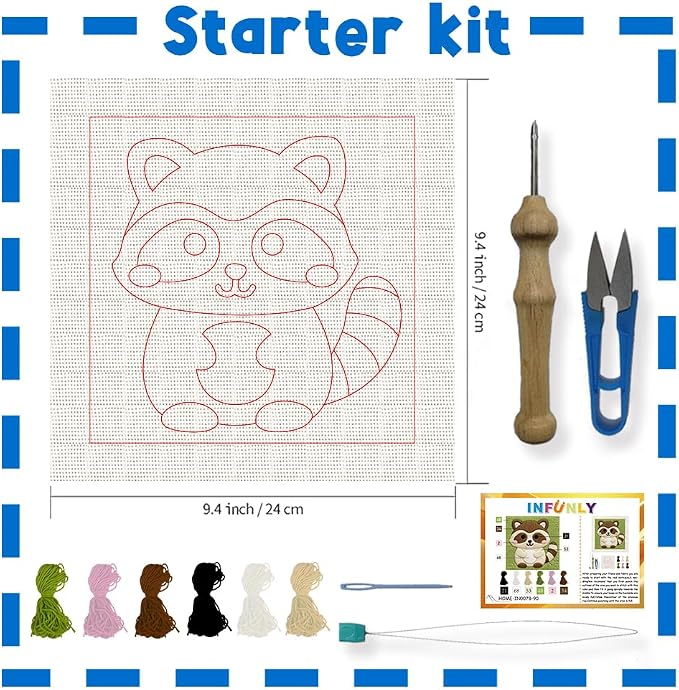 INFUNLY Cute Raccoon Punch Needle Kit - Image 4
