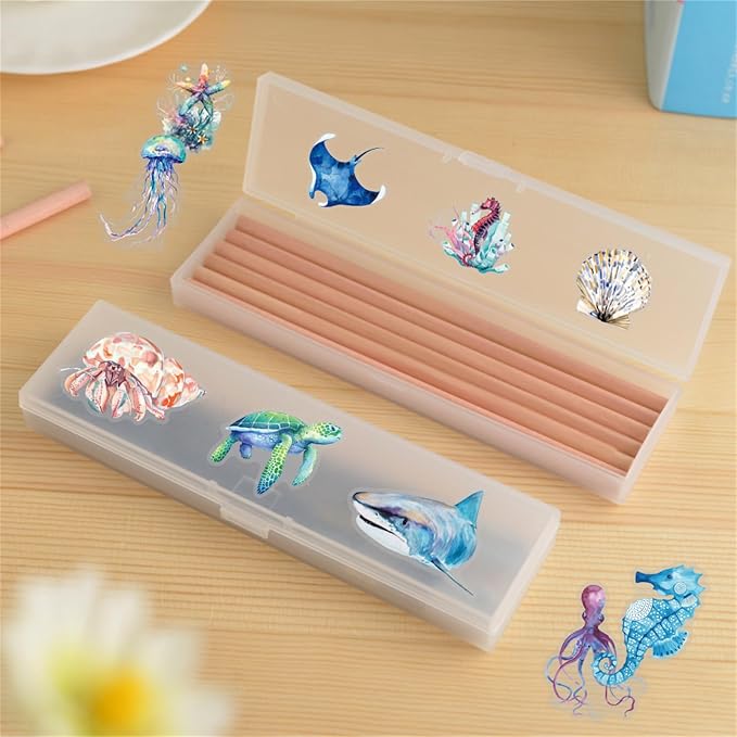 50PCS Marine Animal Stickers PET Transparent Stickers Starfish, Sea Turtles - Image 4