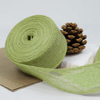 Sage Green Burlap Ribbon 1-1/2 inch X 10 Yard Green Wired Ribbon | Natural - Image 3