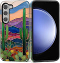 for Samsung Galaxy S23 Plus Case, Stained Glass Cactus Pattern Glossy 2 in 1 by Teonvpu