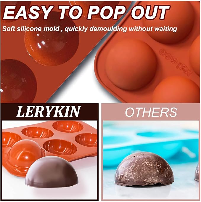 Lerykin 6 Holes Medium Semi Sphere Silicone Molds, 3 Packs Half Sphere Silicone - Image 4