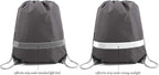 BeeGreen 20-Piece Grey Drawstring Backpacks, Reflective Cinch Sacks, DIY Blank - Image 5