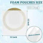 100 Pack Foam Pouches 12x12 Inch, Cushion Foam Wrap Pouches Protect Mugs - Image 2