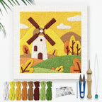 Doodlream Windmill Landscapes DIY Punch Needle Embroidery Kit by Doodlream