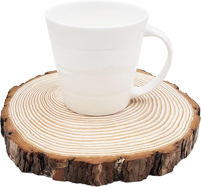 Natural Round Discs Rustic Wood Slices 6 Pcs 6.3-6.7 inch Unfinished Wood kit - Image 4
