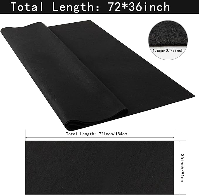 HaoFeijh Black Felt Fabric 72 * 36 Inch Wide 1.6mm, Soft Black Felt Sheets by - Image 2