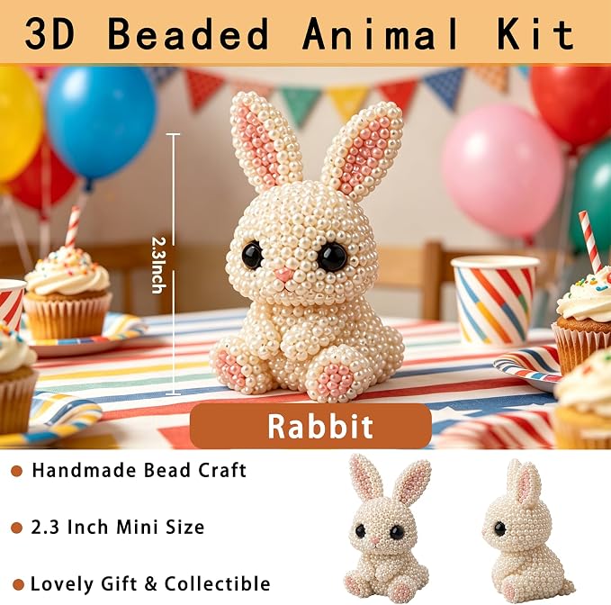 CJNEJGT Kid Friendly 3D Beaded Animal DIY Kit, Stress Relief Leisure DIY Bead - Image 2