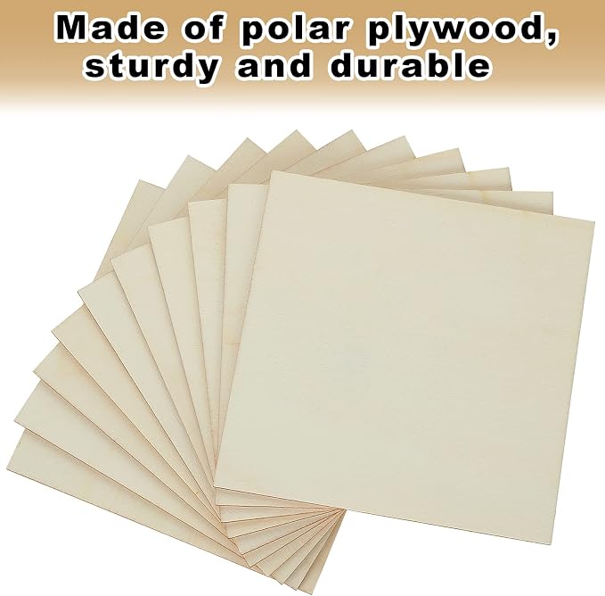 100 Pieces 5x5 Inch Wood Squares Unfinished Basswood Plywood Wooden Sheets 1/8 - Image 3