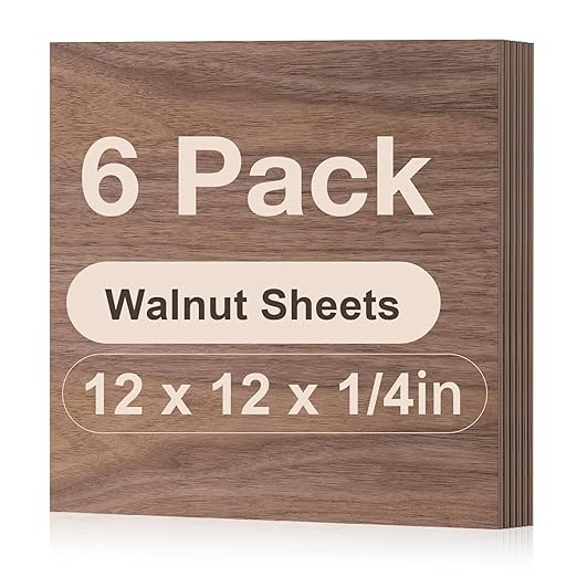 6 Pack Walnut Plywood, Thin Wood Sheets Blanks by Wowood
