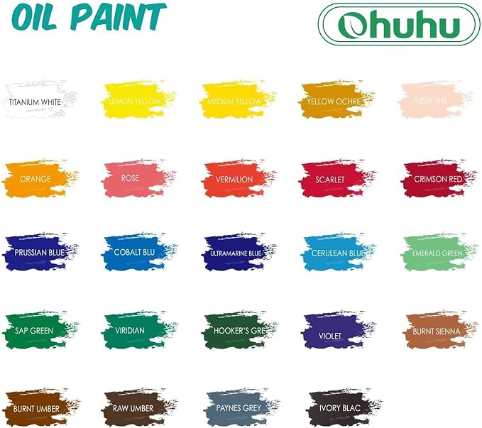 Ohuhu Oil Paint Set, 24 Oil-Based Colors, 12ml/0.42oz x 24 Tubes Non-Toxic Oil - Image 5