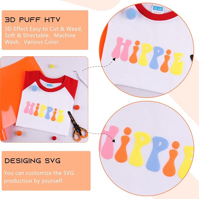 Tintnut Soft Orange Puff Heat Transfer Vinyl Roll, easy cut & weed, stretch - Image 5