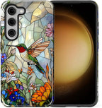for Samsung Galaxy S23 Case, Hummingbird Wildflower Stained Glass Pattern - Image 2