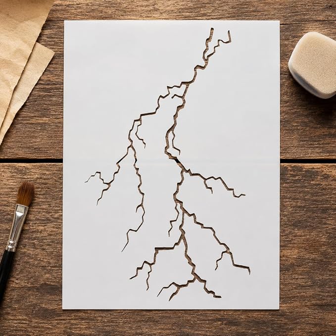 5x6 Inch Lightning Bolt Stencil Reusable Plastic Weather Fire Template | - Image 9