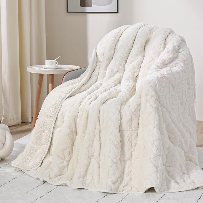 Drewin Weighted Blanket for Adults Queen Size 15 lbs, Soft Fuzzy Jacquard by Home