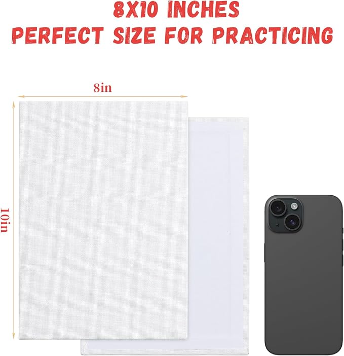 Simetufy 30 Pack 8x10 Inch Painting Canvas, Blank Cotton Canvas Panels | Bulk - Image 6