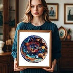 300 Pieces Wooden Puzzles Adults, 3D Vision Universe Round Wood Jigsaw Puzzle - Image 3